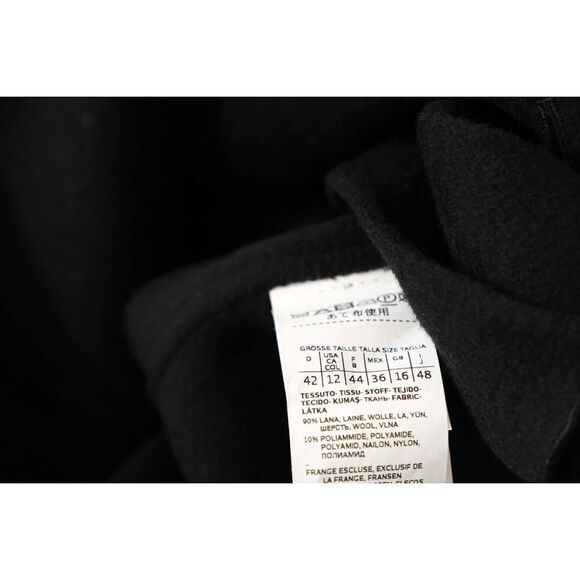 Marella Double Breasted Fringe Wool Blend Coat Black Size 12 - Picture 15 of 15